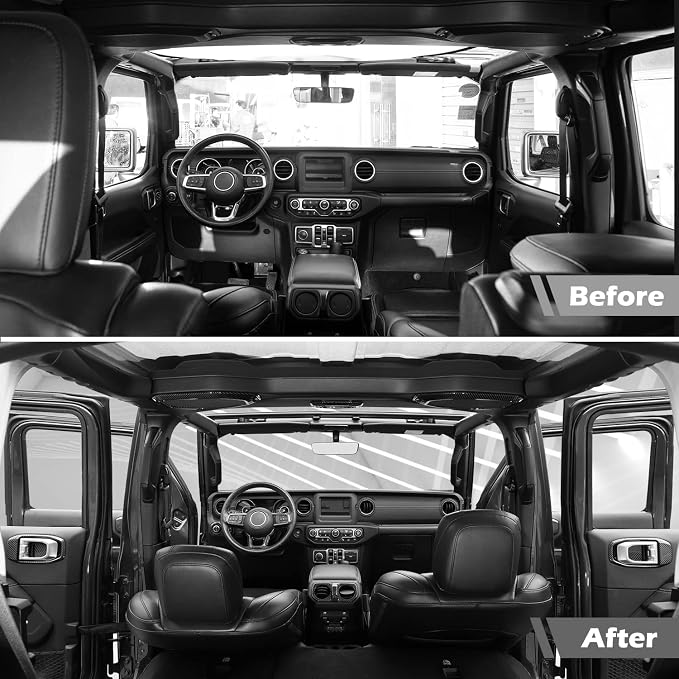 for Wrangler JL Interior Trim Kit Carbon Fiber Dashboard for Jeep Wrangler JL JLU Gladiator JT 2018-2023 Carbon Fiber Interior Accessories 21pcs