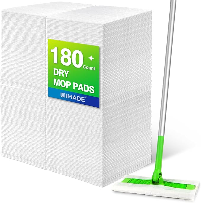 UNIMADE Dry Sweeping Cloths, 180 Count Mop Refills | Compatible with Swiffer Sweeper - Disposable Duster Refill Mops for Cleaning Hardwood Floor Dust