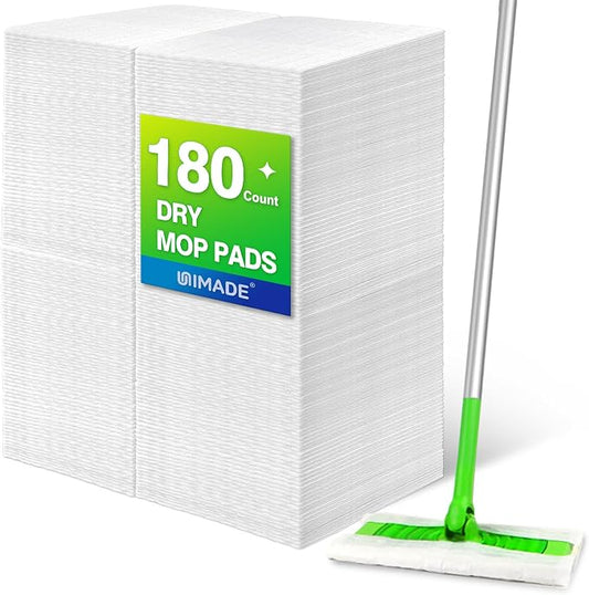 UNIMADE Dry Sweeping Cloths, 180 Count Mop Refills | Compatible with Swiffer Sweeper - Disposable Duster Refill Mops for Cleaning Hardwood Floor Dust