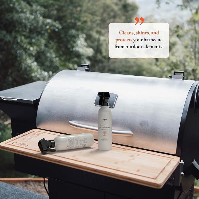 Bayes High-Performance Stainless Steel BBQ Exterior Cleaner and Protectant - Cleans, Shines and Protects Stainless Steel Barbecue Surfaces, Shields from Outdoor Elements - 16 oz, 6 Pack