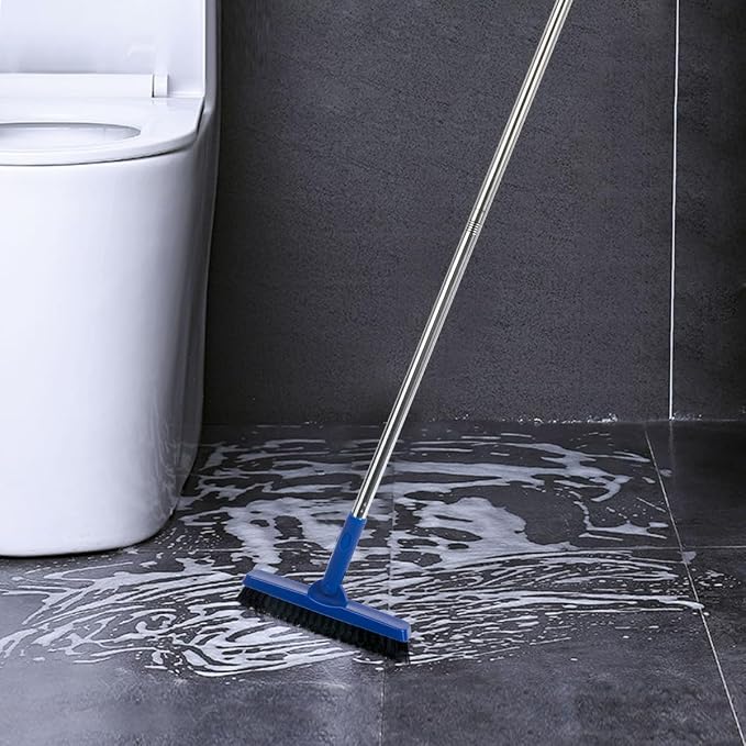 CELOX Grout Brush with Long Handle V-Shape Grout Line Scrubber with Stiff Bristle for Deep Cleaning Tile Grout, Blue