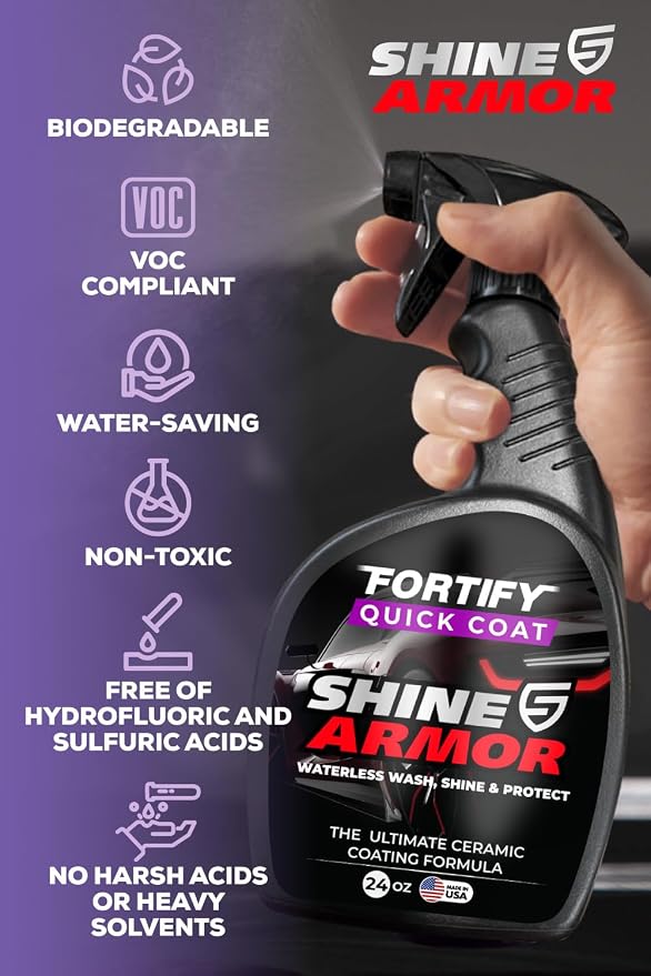 Ceramic Coating Spray - One Bottle Replaces Your Wash, Wax and Sealant | 24 Fl Oz - Extra-Large Waterless Wash, Wax and Polymer Sealant Keeps More Vehicles Glossy, Slick and Protected outdoors