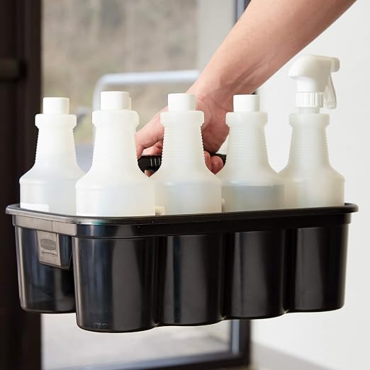 Rubbermaid Commercial Products Deluxe Carry Caddy for Take-Out Coffee/Soft Drinks Postmates/Uber Eats/Food Delivery Cleaning Products Sports/Water Bottles Black