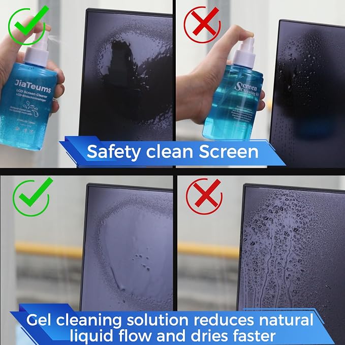 Car Screen Cleaner,TV Screen Cleaner with Wipe Cloth(200ml*2) | Streak-Free,Fast-drying,Non-Drip,Widely Applicable to Eyeglasses,Displays,Phone Screens,CD Disc,LCD LED and Electronics
