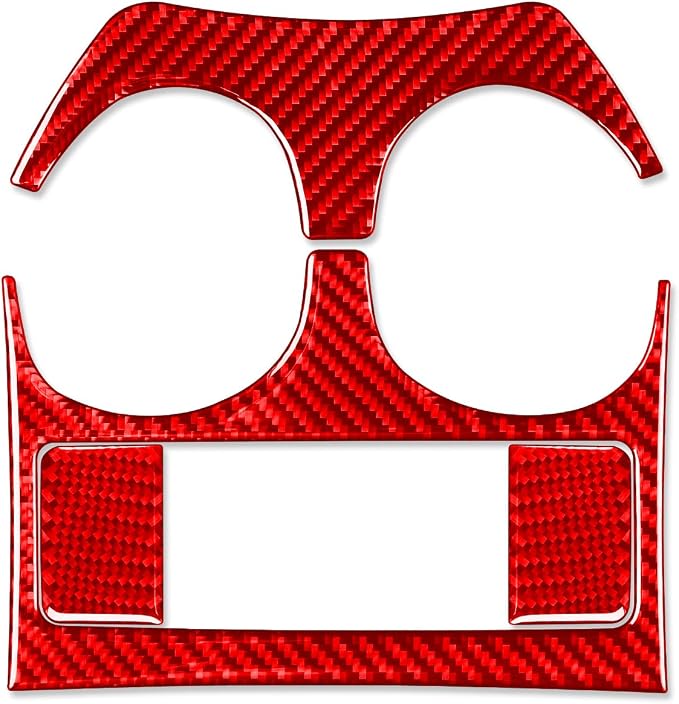 Red Real Carbon Fiber Trim for Nissan Rogue Accessories | for 2014-2020 / Rogue Sport 2017-2022 Cup Holder Panel Sticker Interior Thick Overlay Decal 4PCs