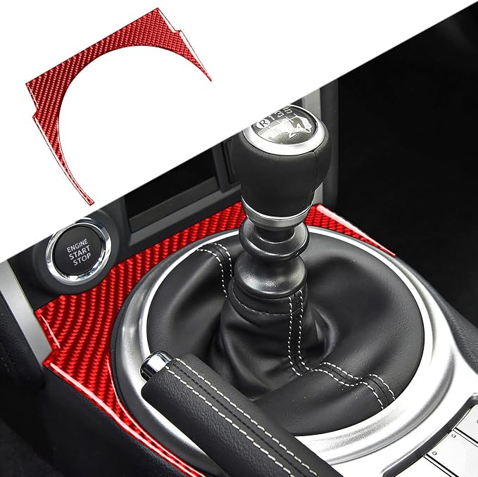 Real Carbon Fiber Trim Stickers Car Red Decals Gear Shift Surround Panel Accessories Compatible with Subaru BRZ/Scion FR-S/Toyota 86 2016 2017 2018 2019 2020