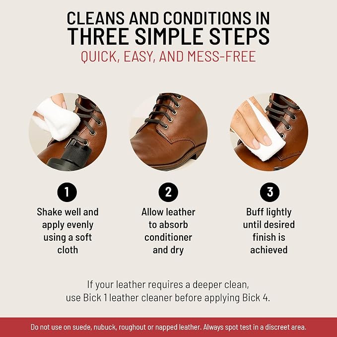 Bick 4 Leather Conditioner & Cleaner, Won't Darken Boots, Couch, Bags 32 oz | Made in USA, For Shoes, Furniture, Jackets, Auto Interiors, Apparel & Accessories