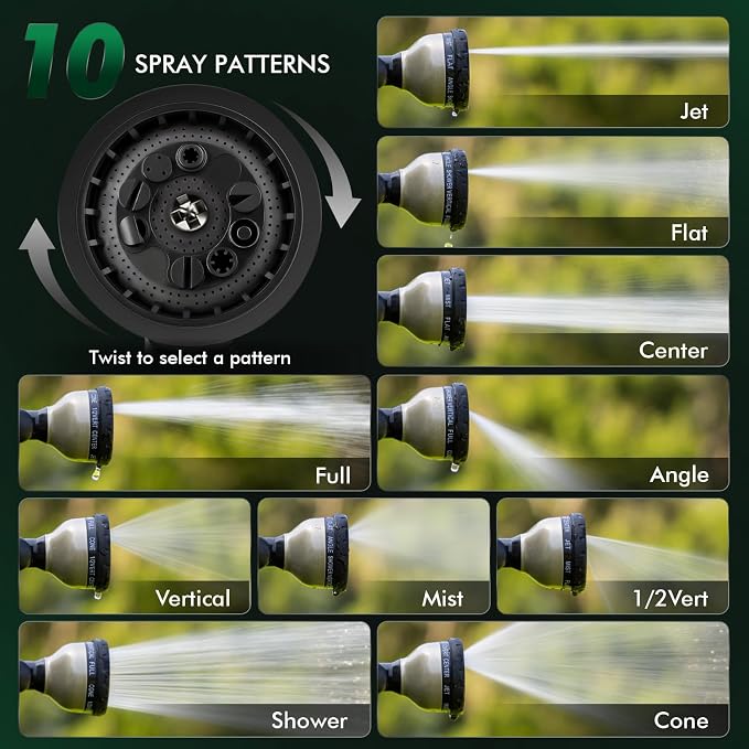 RESTMO Heavy Duty Watering Wand, Metal Garden Hose Nozze Sprayer | 180° Swivel Ratcheting Head, 18-Inch Hose Wand with 10 Spray Patterns & Flow Control, Ideal for Hanging Baskets & Shrubs