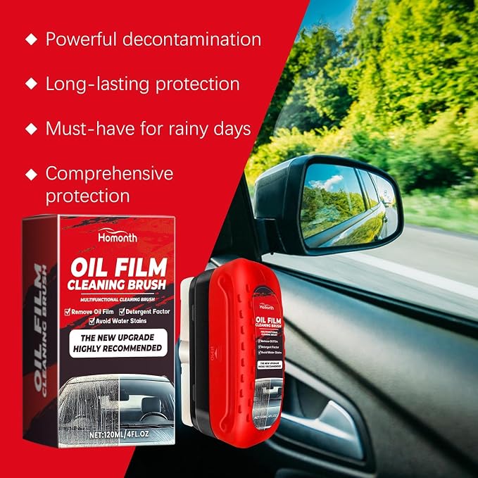 2pack Automotive Oil Film Cleaning Brush New Glass Coating for Windshield Glass Oil Film Remover, Strong Front Windshield Remover for Windshield Improves Clarity and Visibility