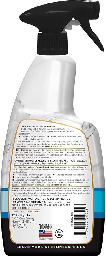 Stone Care International Quartz Cleaner and Polish - 24 Ounce (2 Pack) - Clean & Shine Your Quartz Countertops Islands and Stone Surfaces with UV Protection
