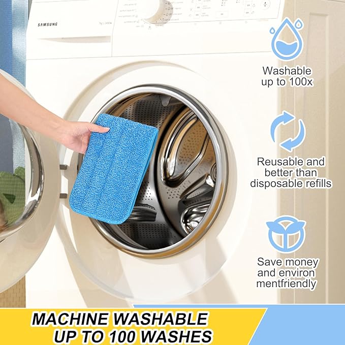 16.5 inch Reusable Mop Pads Microfiber Spray Mop Replacement Heads for Wet/Dry Mops Compatible with Bona Floor Care System (5 Pack)