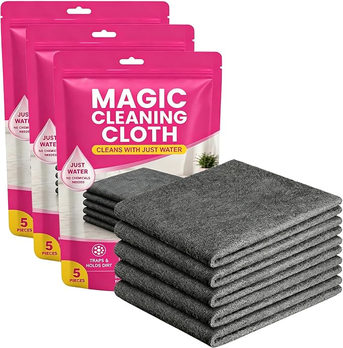 Magic Cleaning Cloths, Thickened Streak-Free Microfiber Rags ，15：12*12IN | Lint-Free Reusable Cleaning Towels for Window, Glass, Stainless Steel, And Car