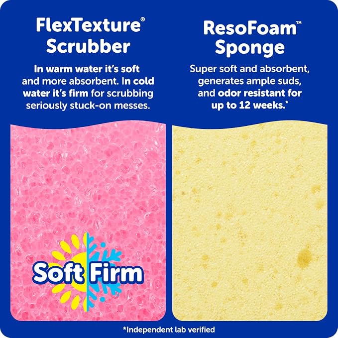 Scrub Daddy Scrub Mommy Kitchen Sponges for Dishes & Wiping Spills - Dual-Sided Dish Scrubber Sponge for Cleaning - Multi-Colored Bulk Pack - Stain & Odor Resistant (9 Count)