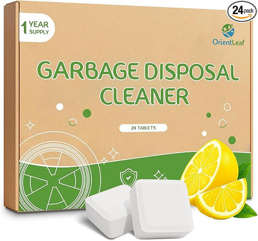 ORIENTLEAF Garbage Disposal Cleaner and Deodorizer Tablets 24 Pack, 1 Year Supply Sink Cleaner, Reduce Odors, Kitchen Drain Maintenance Care