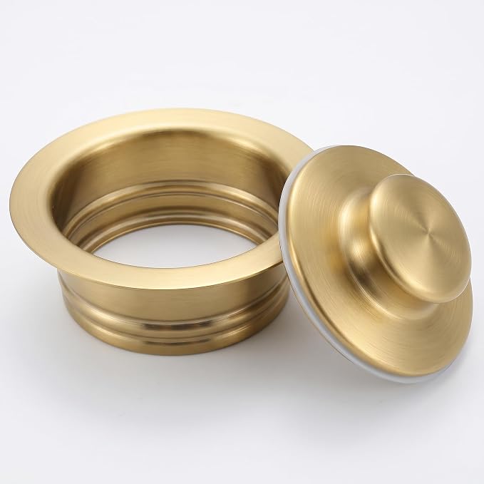 LQS Kitchen Sink Garbage Disposal Flange and Sink Stopper, fit 3-1/2 Inch Standard Sink Drain Hole Color Golden