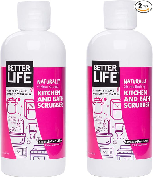 Better Life Sink Scrubber, Kitchen and Bath Cleaner, Tub and Tile Scrub, Stainless Steel and Granite Cleaner, 16 Ounce, Pack of 2