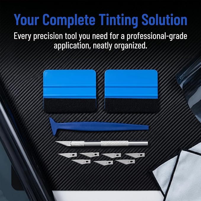 Mandark 5PCS Car Window Vinyl Tint Kit, Includes Felt Squeegee Craft Knife and Blades & Edge Trimmer, Auto Glass Window Film Wrap Tint Tool Accessories, Universal for Vehicles