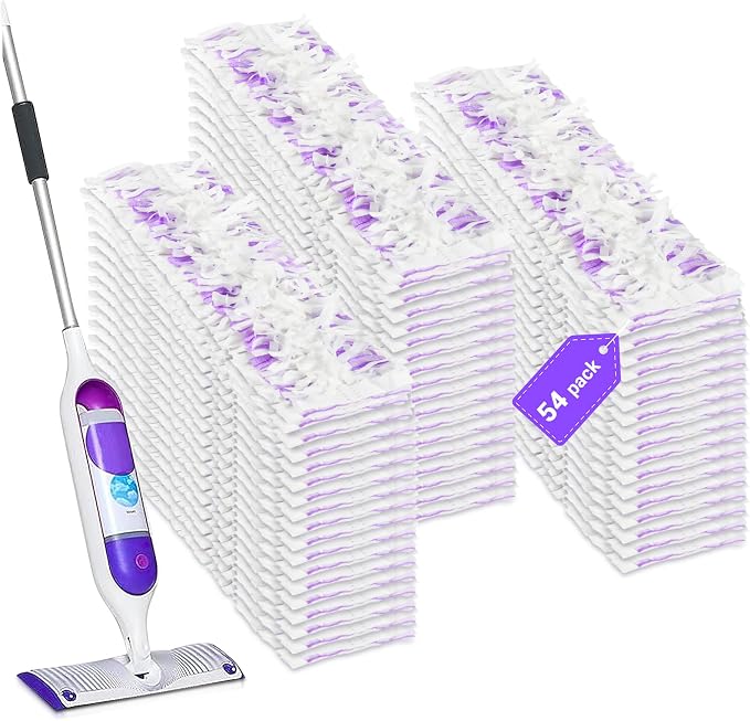 54 Count Disposable Power Mop Pads Refills Compatible with swiffer | PowerMop Wet Pads Rifill Cooperate with Swiffer Mop Refill Liquid Extra Absorbent, Traps Dust & Hair