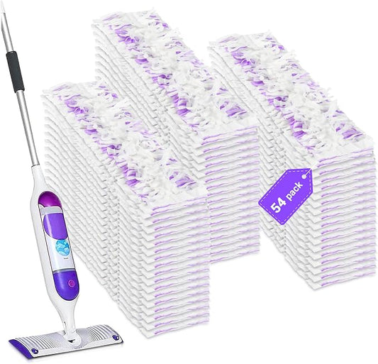 54 Count Disposable Power Mop Pads Refills Compatible with swiffer | PowerMop Wet Pads Rifill Cooperate with Swiffer Mop Refill Liquid Extra Absorbent, Traps Dust & Hair