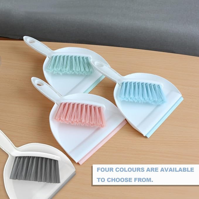 Mini Broom and Dustpan Set Small Dust pan & Brush Set Portable Cleaning Tools for Home Office RV Camping Learning (Pink)