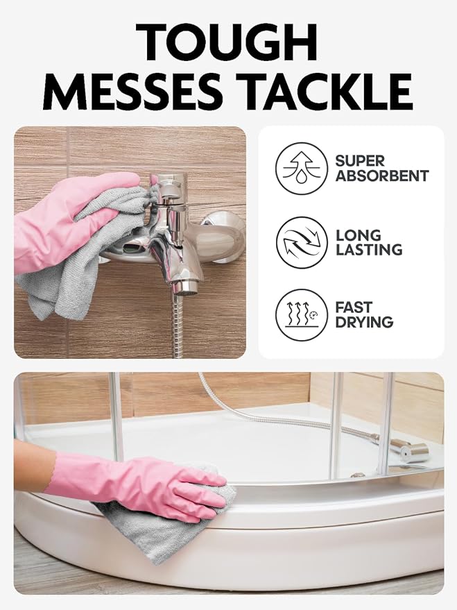 Fantasticlean Microfiber Cleaning Cloth Roll- 75 Sheets, 12" x 12" (Grey) | Super Absorbent, Lint-free, Tear-away Microfiber Towel Roll, for All-Purpose Cleaning, Reusable Alternative to Paper Towels