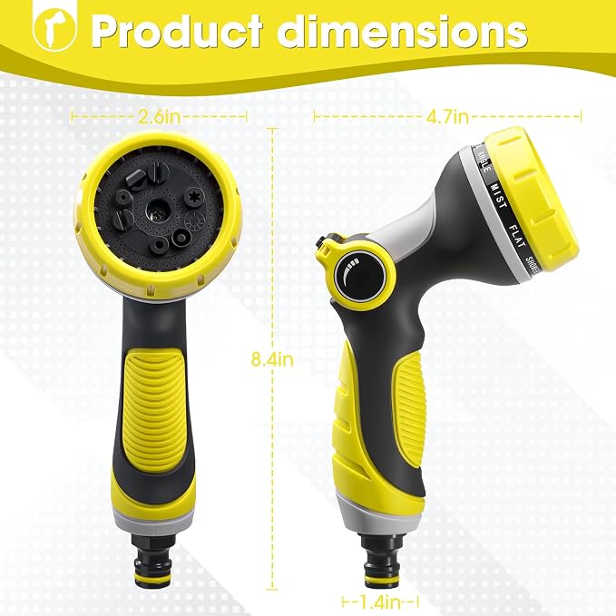 Garden Hose Nozzles,Hose Spray Nozzle with Adjustable 10 Watering Patterns | Slip Resistant High Pressure Thumb Control Water Hose Nozzle Sprayer for Plants & Lawns Watering Car Washing and Pet Bathing