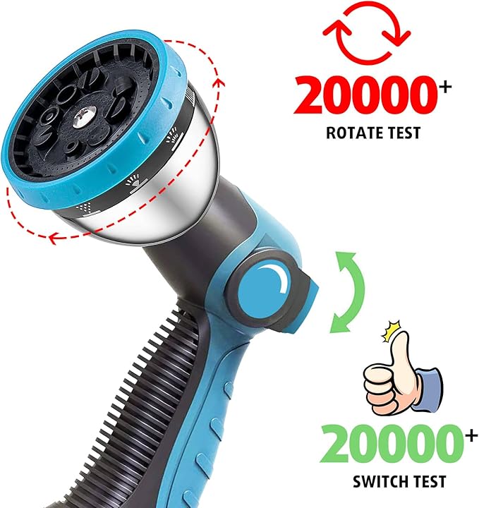AyayaBoss Garden Hose Nozzle, Durable High Pressure Water Hose Sprayer Nozzle with 10 Patterns for Watering Plants, Washing Cars, Cleaning Patio, Showering Pets