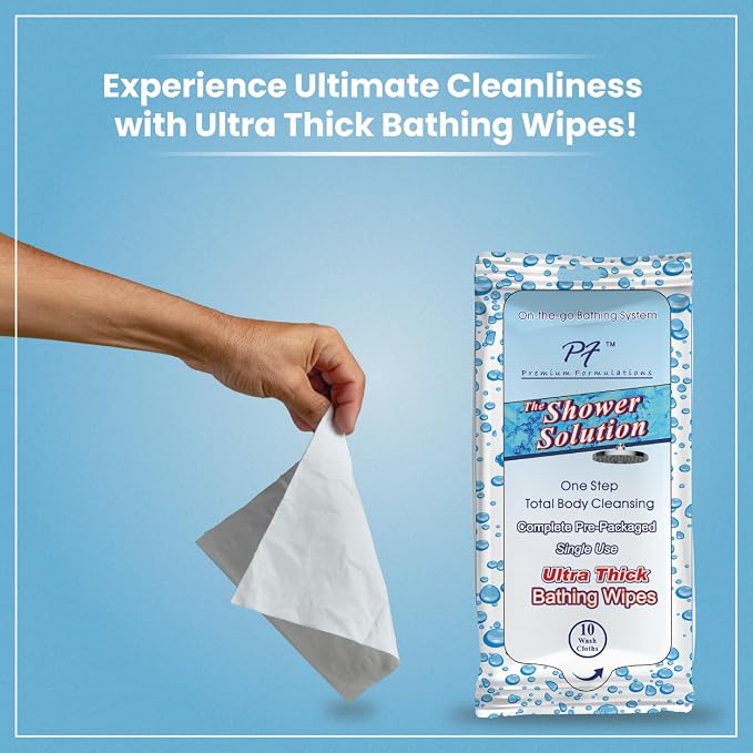 Shower Solutions - Adult Bathing Wipes, Extra Large and Extra Thick (40 wipes (4 Pack))