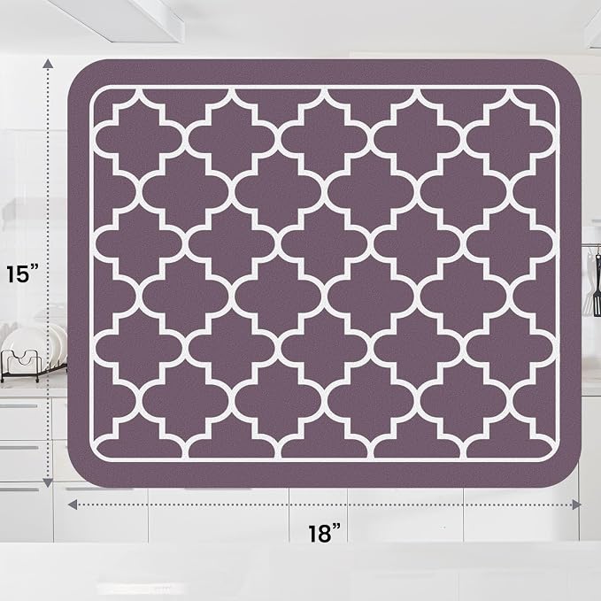 WISELIFE Dish Drying Mat Super Absorbent Drying Mat Large Dish Drying Mats for Kitchen Counter Easy Clean Dish Mat Kitchen Drying Mat15"x 18" Stylish Purple