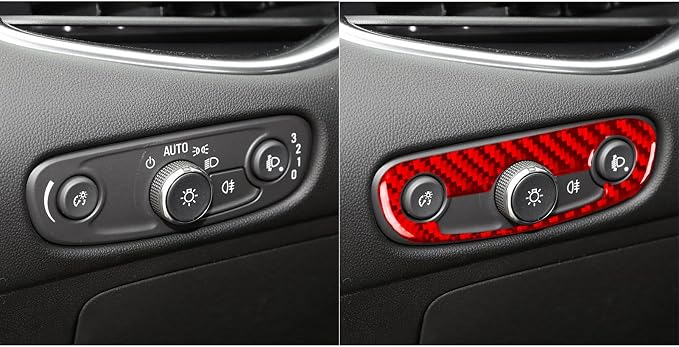 Car Decorative Decals Headlight Switch Button Panel Trim Sticker Compatible with Chevy Malibu 9th Gen Real Carbon Fiber Accessories 2016 2017 2018 2019 2020 2021 2022 2023 2024