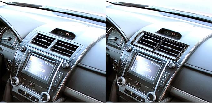 Real Carbon Fiber Trim for Toyota Camry Accessories | for 2012 2013 2014 Dashboard Central A/C Outlet Vent Panel Sticker Interior Thick Overlay Decal