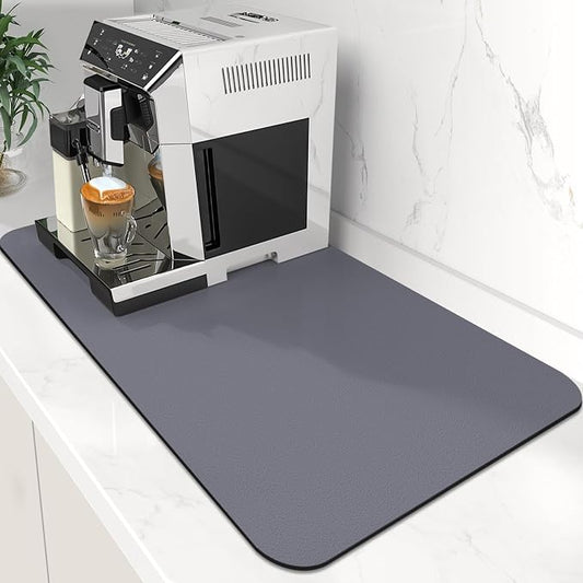 WISELIFE Coffee Mat Super Absorbent Dish Drying Mat - Large Drying Mats for Kitchen Counter 16" W x 24" L, Grey