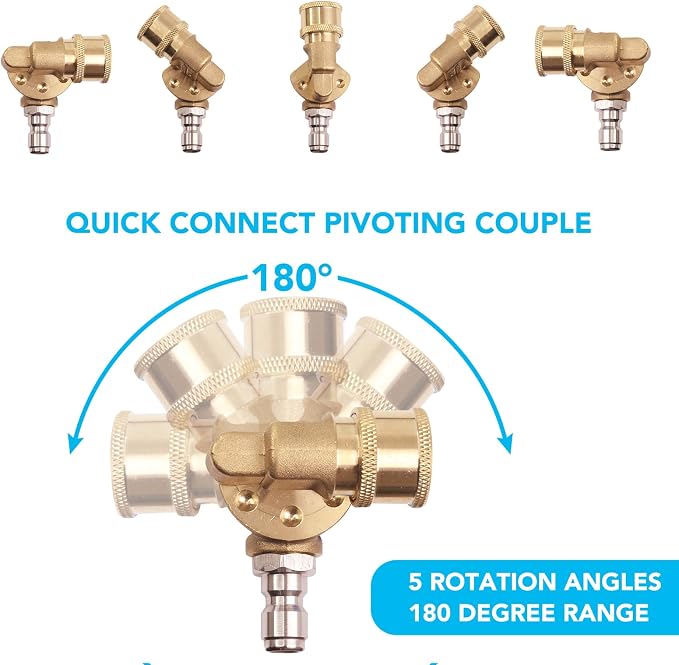 Pressure Washer Tips Turbo Nozzle 4000 PSI 360° Rotating Spray Turbo with 1/4” Quick Connector and 4500 PSI Pivoting Coupler,7 Spray Nozzles Tips Kit Multiple Degrees