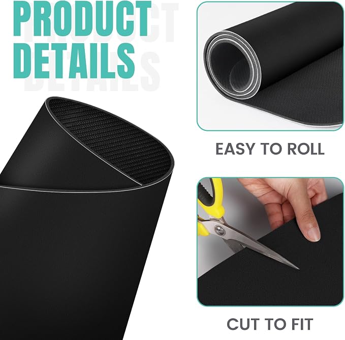 WISELIFE Coffee Mat Super Absorbent Dish Drying Mat Bar Accessories Match with Coffee Machine Large Drying Mats for Kitchen Counter 16" W x 24" L, Black