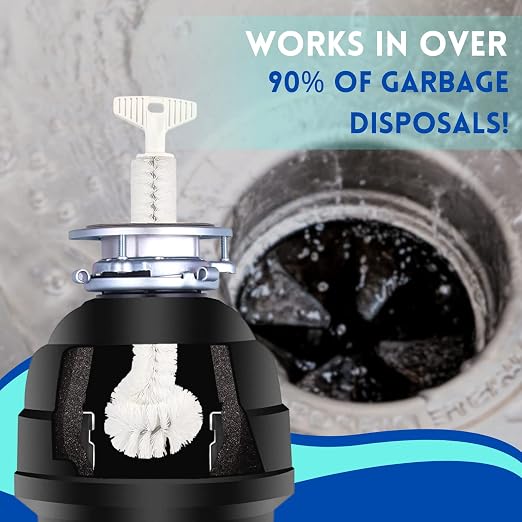 Universal Garbage Disposal Cleaner - 12" Long Kitchen Sink & Drain Cleaning Brush - Sturdy T-Grip Handle Disposer Cleaner - Removes Residue & Odor - Easy to Clean - Made in USA - FryOilSaver Co.