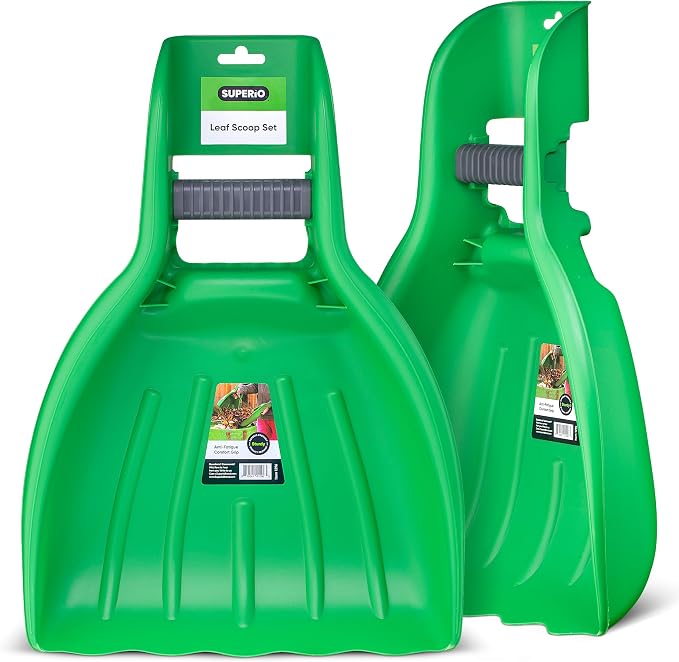 Leaf Collector, Leaf Scoops, Hand Rake for Leaf Picker Upper Gardening Hand Tools, Lawn Cleaning Garden Rake 1 Pair Leaf Scoop, Green Plastic Leaf Grabber, by Superio
