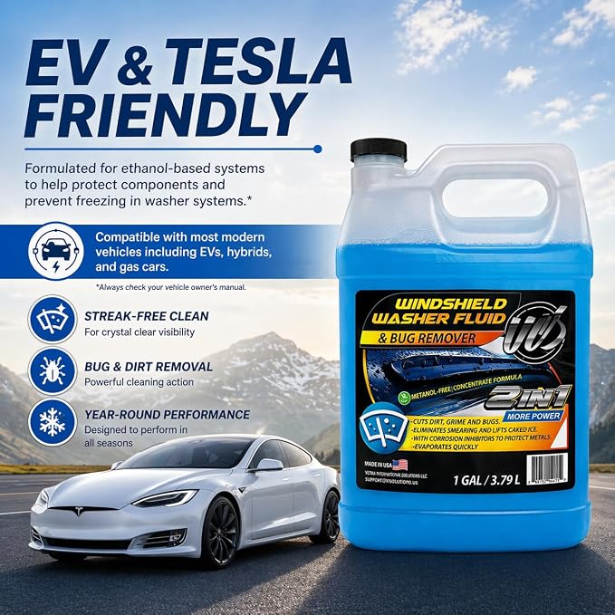 UCS Windshield Washer Fluid 2-in-1 Bug Remover – Ready to Use Formula – Streak-Free Cleaning – Removes Dirt & Road Grime – 1 Gallon (128 fl oz) Methanol-Free