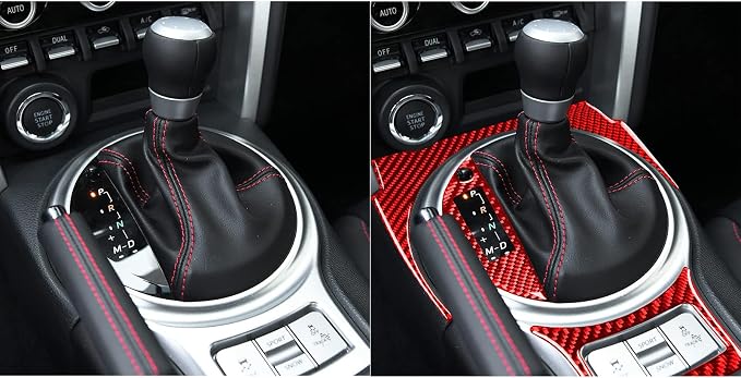 Red Real Carbon Fiber Interior Accessories Gear Shifting Box Panel Trim Stickers Car Decals Compatible with Subaru BRZ/Scion FR-S/Toyota 86 2016 2017 2018 2019 2020