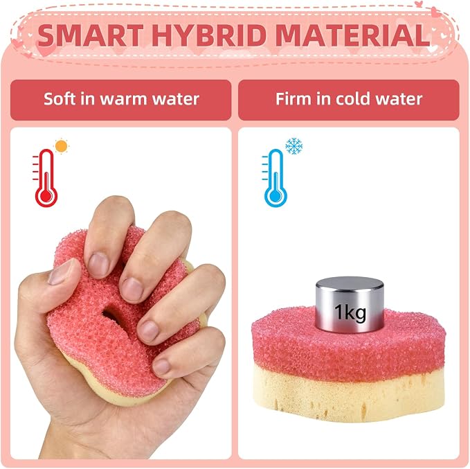 CLEANGOR 4pcs Scrub Sponges, Dual-Sided Temperature-Controlled Dish Sponges | Scratch-Free, Easy to Clean, Kitchen Cleaning Sponges for Tough Stains, Delicate Surfaces, Glassware, Cookware, Appliances