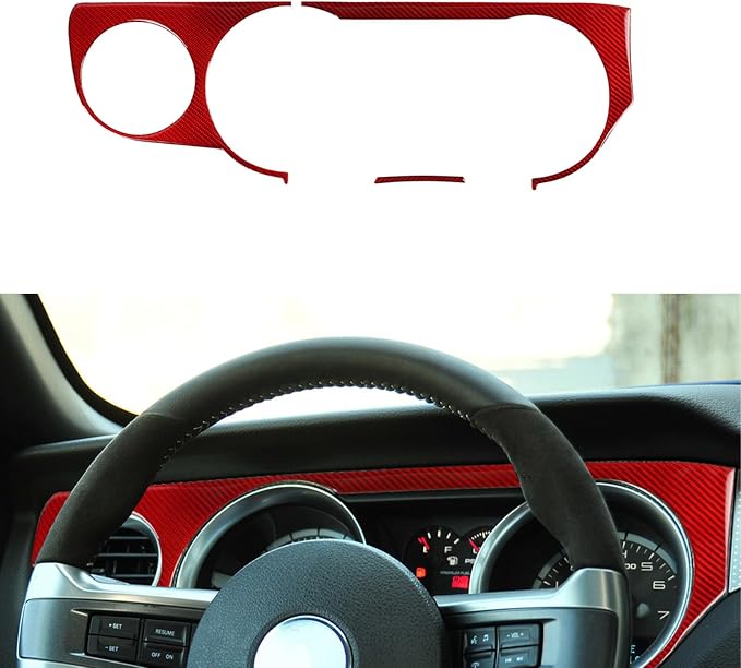 Real Carbon Fiber Trim for Ford Mustang Accessories | for 2009 2010 2011 2012 2013 2014 Instrument Panel Center Dash Cover Interior Thick Overlay Decal