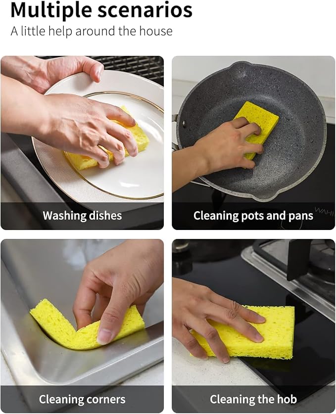 Kitchen Sponges,Heavy Duty Scrub Kitchen Sponge,Clean Tough Messes Without Scratching Sponges Kitchen,Pop Up Eco Sponges DIY White (6 Pack)