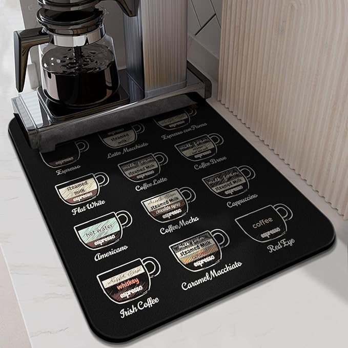 Super Absorbent Anti-Slip Silicone Dish Drying Mats - 24inx18in, Fits Countertop, Kitchen Counter, Coffee Maker, Espresso Machine