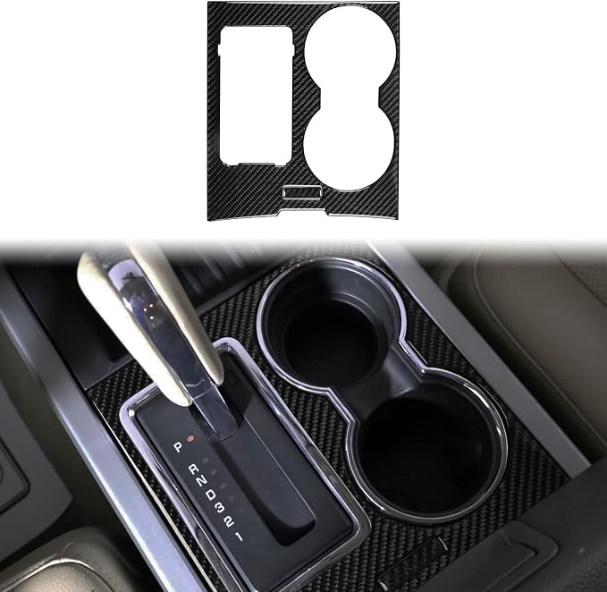 Gear Shift Trim Stickers Fit for Ford Expedition 2007-2014 | Real Soft Carbon Fiber|Center Control Cup Holder Interior Cover Accessories|Thick Overlay|Anti-scratch