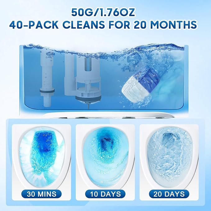 KIISIISO Toilet Bowl Cleaner Tablets, 12 PACK Commercial Household Bathroom Cleaners, Automatic Toilet Tank Cleaners Deodorizers