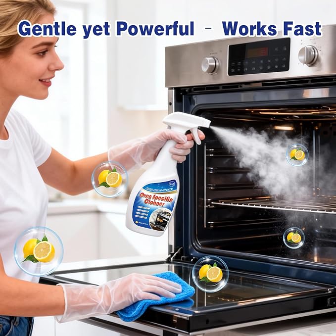 Snowlily Oven Rack & Grill Cleaner Spray, 16.9 Fl Oz, Multi-Purpose Heavy Duty Degreaser, Eliminates Thick Grease & Build-Up, Lemon Scent