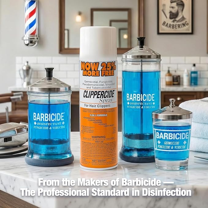 CLIPPERCIDE 5-in-1 Clipper Disinfectant Spray 15oz, 3 Pack | Cleans, Lubricates, Cools, Prevents Rust & Disinfects | Professional Clipper Spray for Barbers, Stylists & Pet Groomers | Made by BARBICIDE