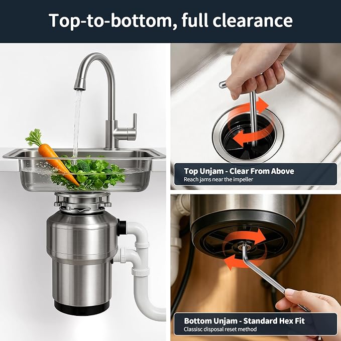 Garbage Disposal Wrench Tool & Garbage Disposer Unjamming Wrench - Universal Fit for Moen/Waste King/SinkErator | Easy Kitchen Sink Clog Unblocker
