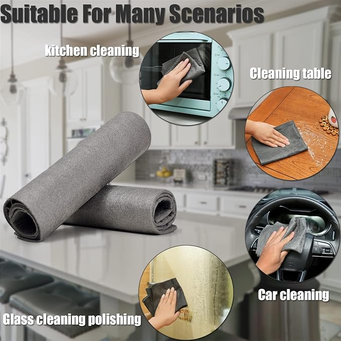 KTT Microfiber Cleaning Cloth, 12" x 16", 8 Pack | Reusable Microfiber Cleaning Cloth, Lint Free, For Home, Window, Mirror Glass and Cars