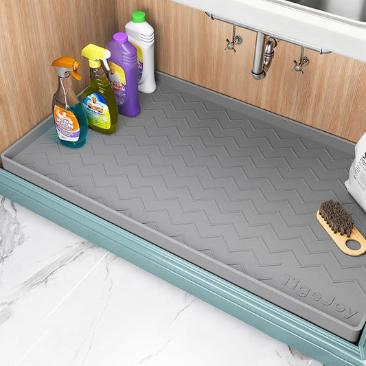TigeJoy 37" x 19" Under Sink Mats for Kitchen Waterproof, Leak-Proof Silicone Mat Sink Protector and Cabinet Liner, Kitchen Essentials Organizer and Storage, Boot or Shoe Tray, Pet Feeding Mat