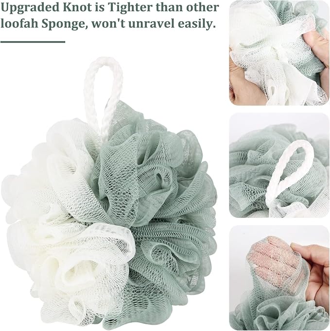Fu Store Loofah Sponge Shower Loofahs 50g Bath Sponges Mesh Balls 4 Colors for Body Scrubber Exfoliator Wash Back Scrubbers Bathroom Men Women 4 Pack Cleaning Bathing Accessories